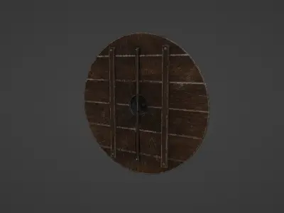 Shield 1 wooden Low-poly 3D model