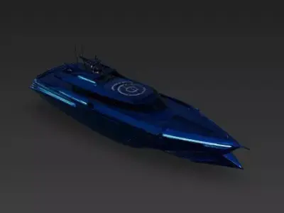 Futuristic Luxury Cyber-Yacht 3D Model Low-poly 3D model