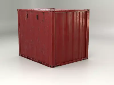 Intermodal Shipping Container 10-foot-long Red Aged Low-poly 3D model