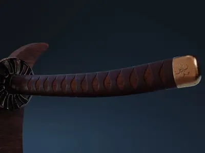 Game-Ready Katana samurai sword Low-poly 3D model