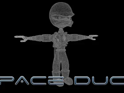 Cartoon Space Duck Low-poly 3D model