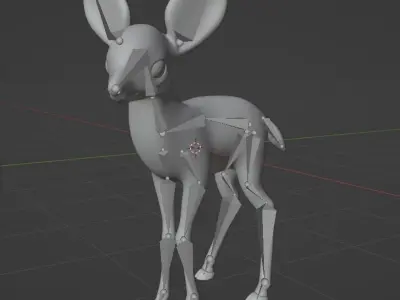Cute Baby Deer Rigged Low-poly 3D model