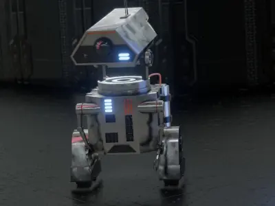 simple sci-fi robot 3D model