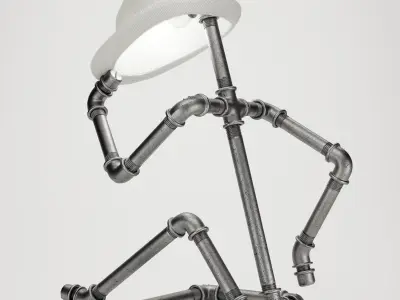 Table lamp made of pipes 3D model