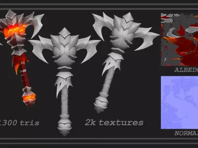 Stylized Axe Low-poly 3D model get