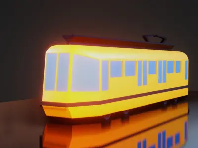 Low Poly Tram for Games and Animations Free low-poly 3D model