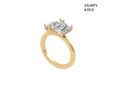 Solitair 2 Stone Ring 3D print model purchase