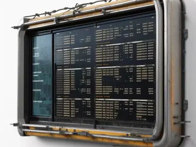 Industrial SciFi Wall Data Screen 3D model
