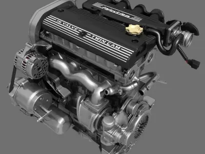 Car 4 Cylinder Engine 02 3D model