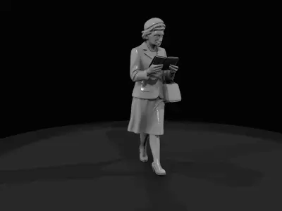 HO Figure 1950 Older Woman Reading Printable STL 3D print model