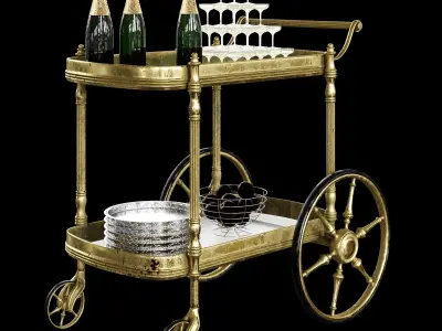 bar cart champagne 3D model