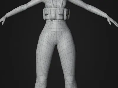 Anime Girl in Camouflage with loadout Free 3D model