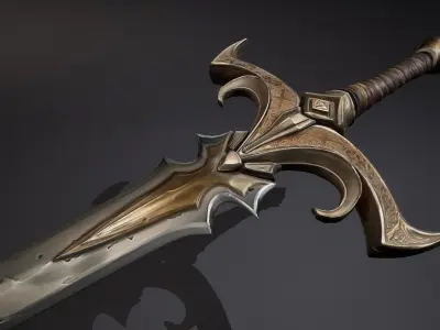 Weapon Sword Blade PBR Stylized  Low-poly 3D model