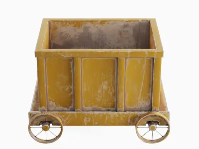 Old Mining Trolley 02 Low-poly 3D model