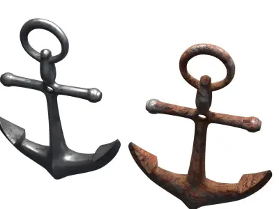 ship anchor with new clean and rusted pbr textures Low-poly 3D model