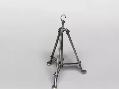Adjustable Metal Tripod Stand with Hook 3D model