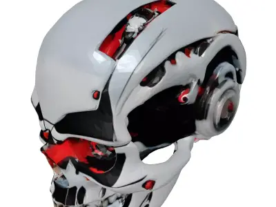 Cybernetic Skull with Chrome Plating 3D model
