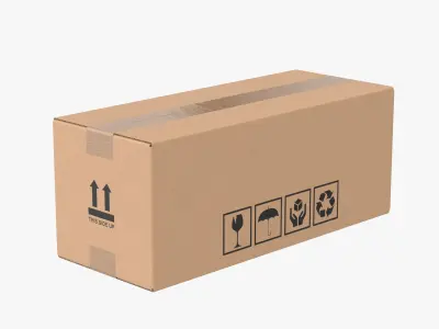 Cardboard Box 50x20x20 Closed 3D model