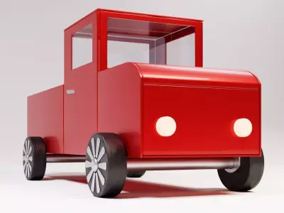 Red retro truck vintage pickup car 3D model