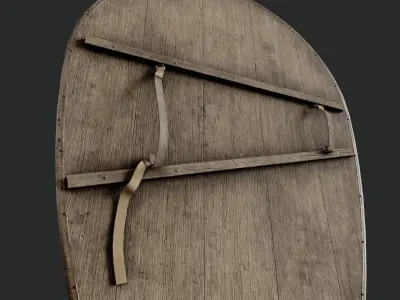 Slavic kite wooden shield-painted green Low-poly 3D model