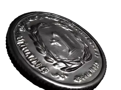 Silver Collectible Coin 3D Model Low-poly 3D model