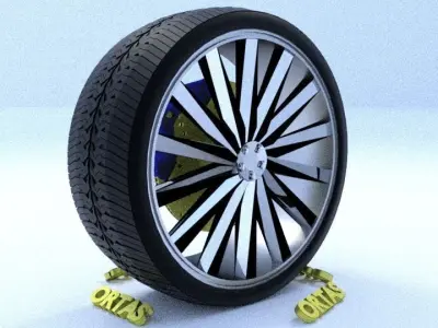 ORTAS CAR RIM 27 GAME READY RIM TIRE AND DISC 3D model