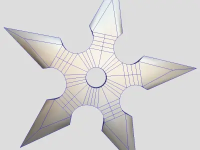 Shuriken metal star Low-poly 3D model