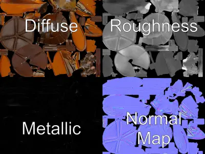 Metallic Insect Sculpture Model Pack Low-poly 3D model