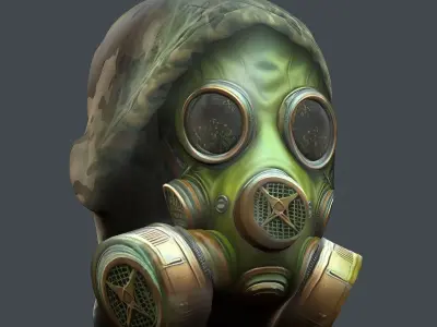 Gas mask helmet 3d model military combat Low-poly Low-poly 3D model 14