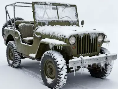 Frozen Classic Military Jeep 3D Model Low-poly 3D model