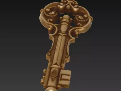 Grand Baroque Key - Royal Relic Heritage 3D Model 3D print model purchase