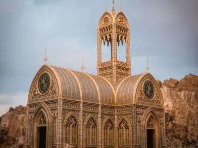 GOTHIC MODULAR BUILDING 3 Low-poly 3D model