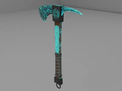 Mystical Scandinavian Ax  low-poly 3Dmodel Low-poly 3D model
