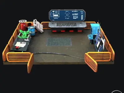 Scifi Scene Modular Gameready Lowpoly Low-poly 3D model