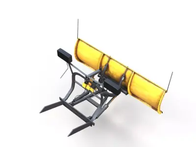 Snow plow with rig Low-poly 3D model