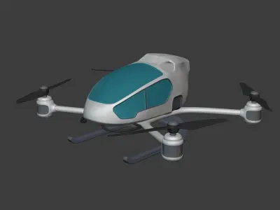 Generic Passenger Taxi Drone -- Quadcopter Helicopter Flying Car Low-poly 3D model
