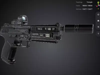 Black Pistol 3D model buy