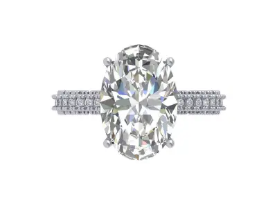 Oval Art Deco Ring 3D print model 8