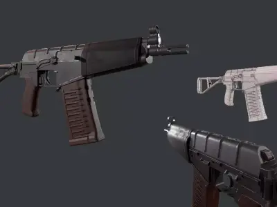 Soviet Assault Rifle Low-poly 3D model
