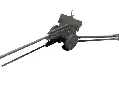 ZiS 2  Anti Tank Gun Low-poly PBR Low-poly 3D model