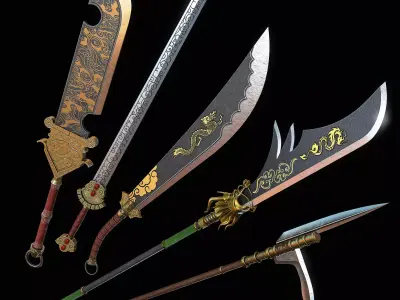 Second Collection of Ancient Chinese melee weapons 3D Model Pack