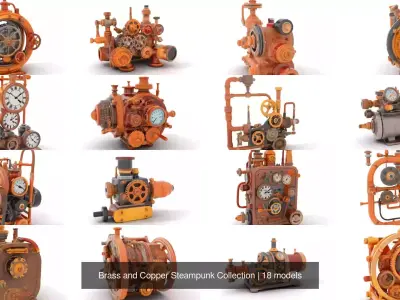 Brass and Copper Steampunk Collection 3D Model Pack