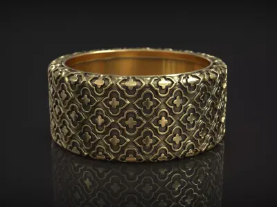 Byzantine Antique Ornate Vintage Right Hand Ring 3D print model