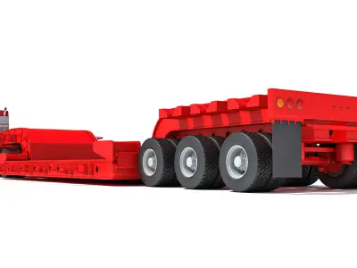 Truck with Lowboy Trailer 3D model order