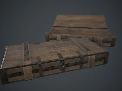 Wooden Weapon Case 2 PBR Game Ready Low-poly 3D model