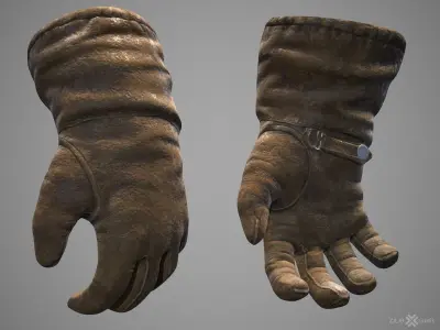 WWII Gloves Low-poly 3D model