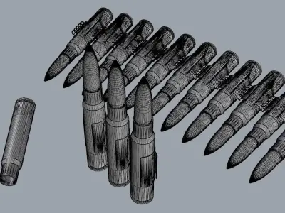 Mauser rifle cartridge for 98k MG 34 MG42 Germany Free 3D model