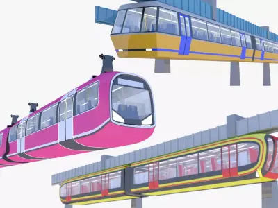 Elevated trains bundle IV 3D Model Pack
