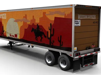 Dry van semi trailer Low-poly 3D model
