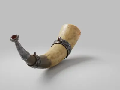 Viking Fantasy Warhorn Low Poly asset Low-poly 3D model